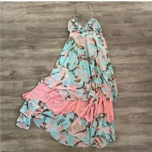 Beautiful mint and pink boho style  layered dress